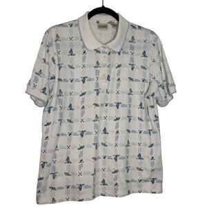 Classic Elements Golf Print Polo Shirt Men's Size Large Vintage